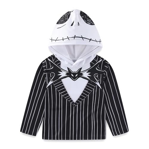 Disney Nightmare Before Christmas Jack Skellington Boys Long Sleeve Hooded Shirt for Big Kids2