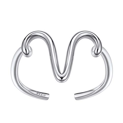 SILVERCUTE Anillo Mujere con Letra Mayúscula A Joyería Elegante Anillos Finos de Letras Material Plata de Ley 925 Bañado en Oro Blanco Anillos Simples Básicos de Nombres de Identidad