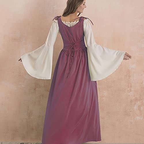 Abaowedding HS0809-RO1 Womens'S Medieval Renaissance Costume Cosplay Chemise And Over Dress Small/Medium Rose And Ivory thumb #2