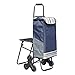 LYLSXY Chariots, Escaliers Panier de Shopping Peut Asseoir Panier Avec Siège À Tabouret Petite Traction Chariot Pliant Chariot de Chariot Ancien,Bleu