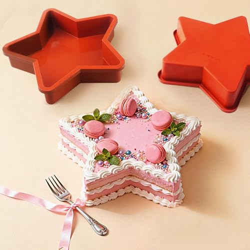 Wilewir 2Pcs Silicone Star Cake Pan for Baking, 10Inch Large Nonstick Silicone Star Shaped Cake Mold for Baking Cake by Wilewir - Used condition - Image 4