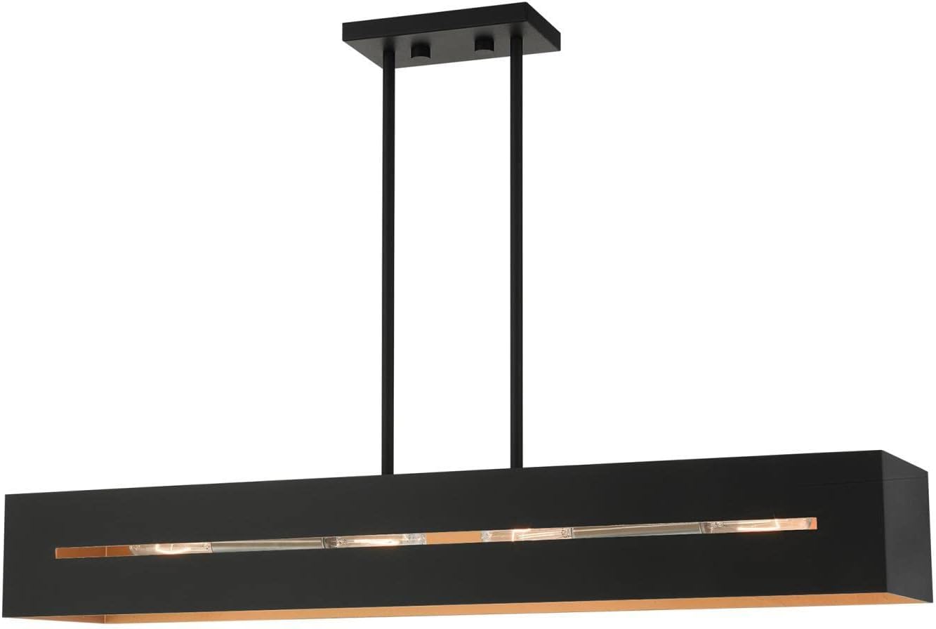 Soma Textured Black and Brushed Nickel 4-Light Linear Chandelier
