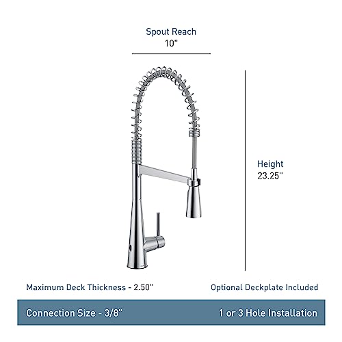 Moen Sleek Black Stainless One-Handle Touchless High Arc Pulldown Kitchen Faucet, Modern Spring Kitchen Sink Faucet with Pulldown Sprayer Head and Wave Motion Sensor, 5925EWBLS by Moen - Image 8