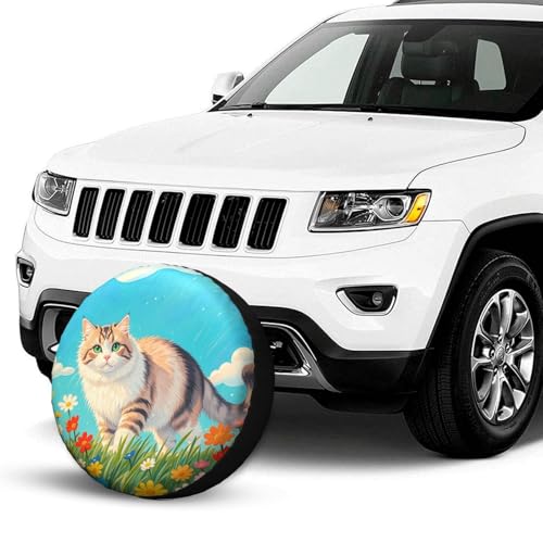 Image of Funny Cat Spare Tire Cover Wheel Protector Weatherproof Wheel Cover Universal Decorative Accessories for Camper RV SUV Travel Trailer 16 inch