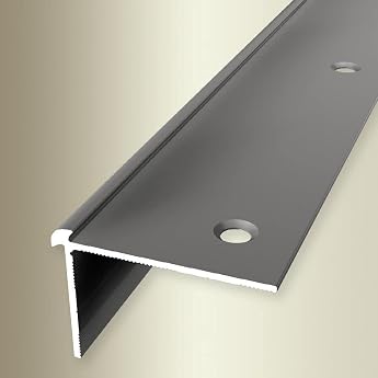 PROVISTON Stair Nosing Profile Width 39 mm Height 3 mm Length 1000 mm Anodised Aluminium Smooth Setpoint Bending Point Stainless Steel Double Offset Countersunk Drilled
