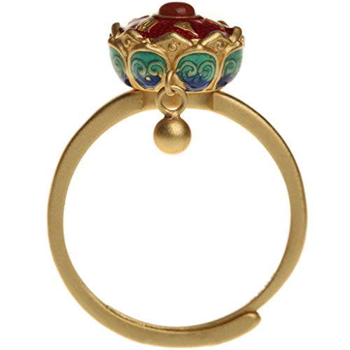 YO-HAPPY Anillo Giratorio de Loto de Budismo, Rueda de oración tibetana Budista, Anillo de Dedo OM Mantra