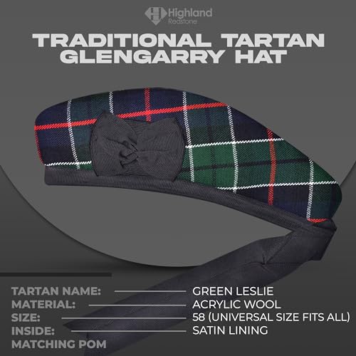 Image of Glengarry Cap-Traditional Scottish Hat, Acrylic Wool Tartan Glengarry hat, Kilts /Bagpipes Accessories
