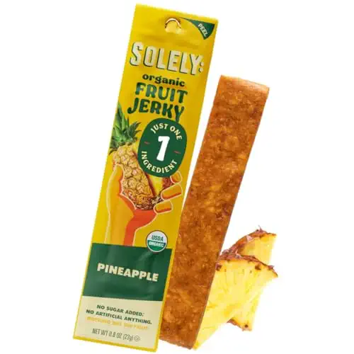 Organic Pineapple Fruit Jerky - 1 Individually Wrapped Strip - Fruit Leather Made from Dried Fruit - Healthy Snacks for Adults & Kids - Non GMO, Vegan Snacks - 0.8oz (23g)