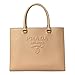 Prada Womens Saffiano Sabbia Sand Beige Lux Logo Embossed Medium Shoulder Tote Handbag 1BA335