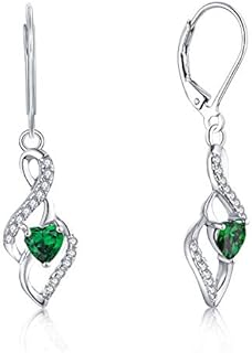 JO WISDOM Women Earrings,925 Sterling Silver Infinity Leverback Dangle & Drop Earrings with 3A 4 * 4mm Heart-cut Cubic Zirconia