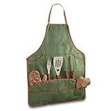 Picnic Time BBQ Apron Tote with Tools, Green
