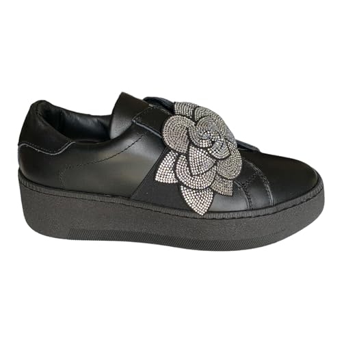 Meline Scarpe Donna Sneakers Pelle Nera PF1500