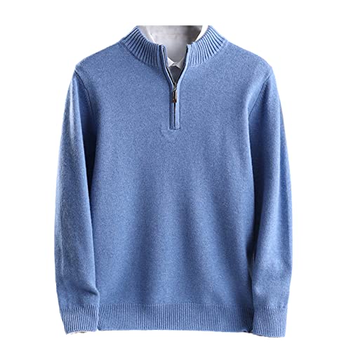 Pull en cachemire pour homme chaud et confortable col roulé bleu grande taille XXL