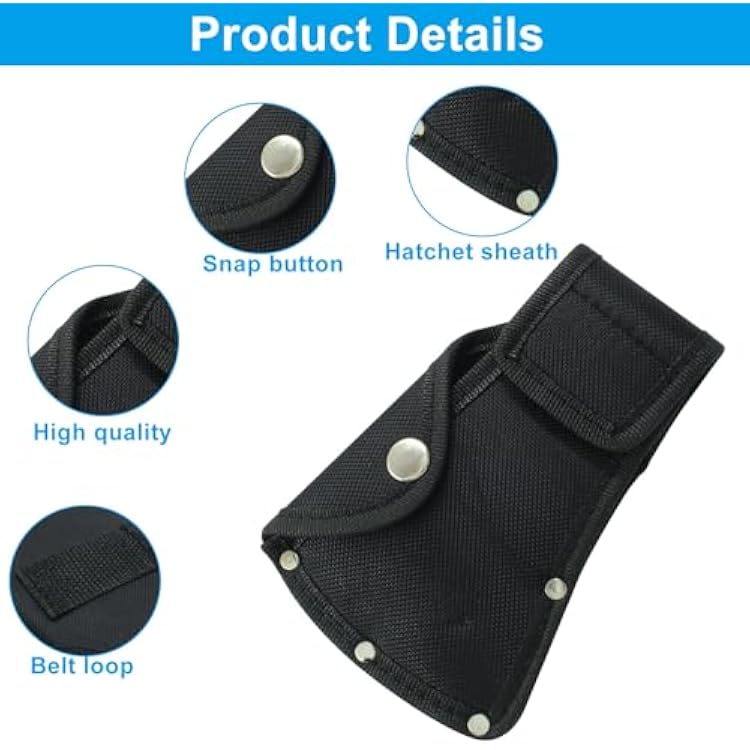 Hatchet Head Sheath Holster, Black Axe Head Cover for 1-1/4lb Axe, Double Snap Hatchet Blade Protector for Outdoor Hiking