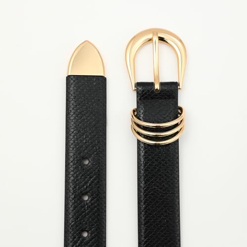 Women's Leather Belts with Gold Buckle Fashion Leather Waist Belt Elegant Ladies Belts for Jeans Dress & Casual Wear3