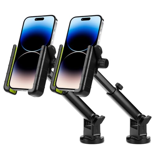 Hikeen Kayak Phone Holder, 360°Adjustable Phone Holder with Long Arm, Kayak Fishing Accessories, Kayak Phone Mount Compatible with Smartphone from 4''-7''(2Pack