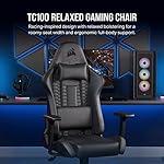 Corsair TC100 Relaxed Gaming Chair - Leatherette - Racing-Inspired Design - Lumbar Pillow - Detachable Memory Foam Neck Pillow - Adjustable Seat Height - Adjustable Armrests - Black - Image 3