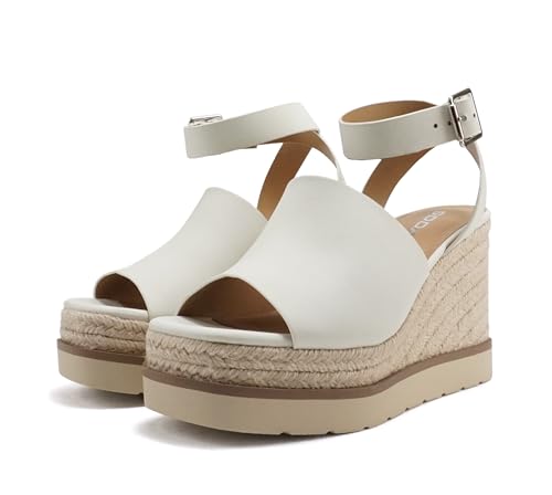 Image of Soda inchStella inch ~ Women Square Peep Toe Single Band Platform Espadrille Wedge Sandals with Adjustable Ankle Strap