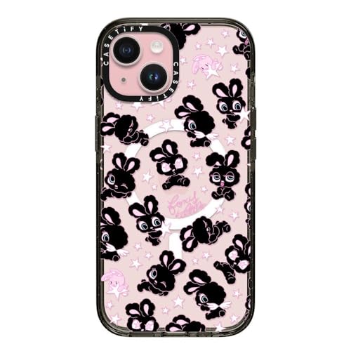 CASETiFY �C���p�N�g MagSafe�Ή� iPhone 15 �P�[�X [�X���� / 2.5m�̗����������N���A (MIL�K�i4�{����) / ���C�����X�[�d�����Magsafe�Ή�] - Black Bunnies Star Mix - �N���A �u��