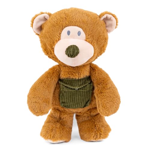Image of Mirada Cute Huggable Brown Bear with Pocket Plush Soft Toy | Dressed Stuffed Teddy for Baby Girls & Kids | Cute, Washable & Snuggly Gift for Raksha Bandhan /Birthday /Festivals - 25cm
