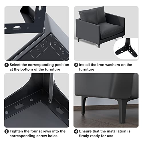 Fivepears 4Pcs 4 Inch Matte Black Metal Dresser Furniture Legs Set, Heavy Duty Modern Furniture Replacement Hardware Feet For Cabinet Table Ottoman Sofa Couch Nightstand Chair Stool Bench Desk #TOP4
