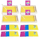 Montessori Sandtablett,Frühes Training Buchstaben Lernen und Zeichen Spielzeug Trainieren Buchstaben Holz Montessori Sandtisch Lernspielzeug Weihnachten Geschenke für Kinder ab 3-8 Jahre (4pcs)