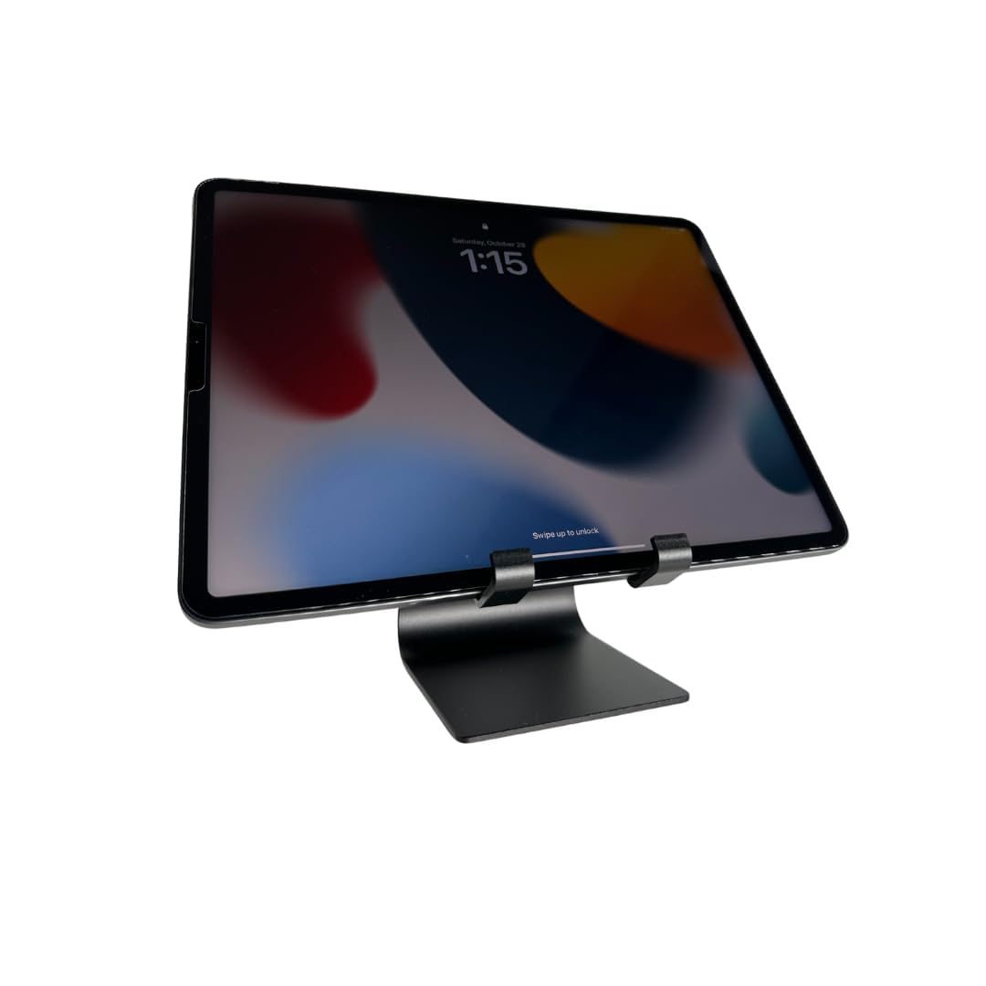Soporte de teléfono negro para escritorio de oficina, ángulo ajustable, de metal, compatible con Loopycases, Popsockets, todos los soportes, Kindle, tabletas pequeñas, iPhone, Samsung, LG