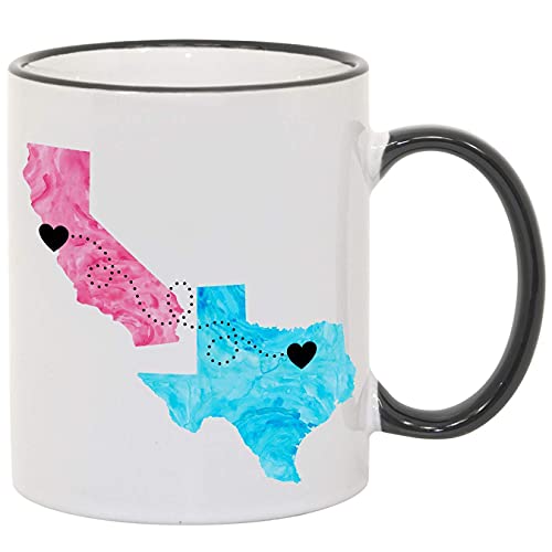 Mom, Personalized Long Distance Coffee Mug, States With Hearts Over Cities, 11Oz Or 15Oz #TOP7