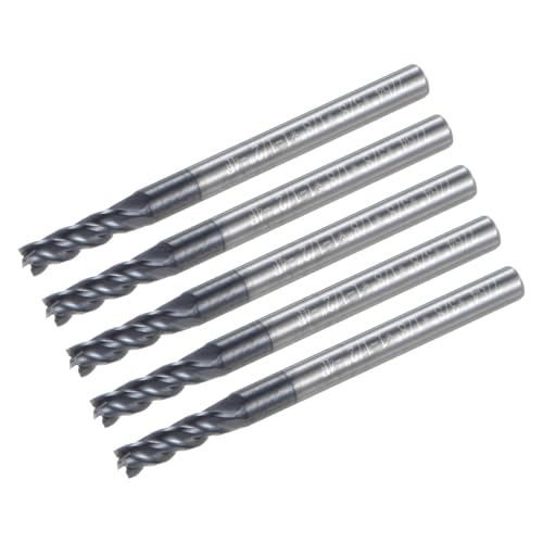 Image of uxcell 5pcs End Mill 7 /64 inch x 3 /8 inch 4 Flutes Spiral Helical Groove Tungsten Steel Straight Shank CNC Milling Bits for Aluminum Steel Cutting Metalworking