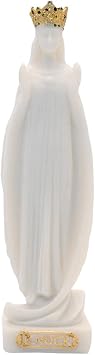 VILLAGE GIFT IMPORTERS 5" White Our Lady of Knock of Ireland Statue | Blessed Mother Statue Wearing a Gold-Tone Crown and White Robes | Catholic Home Devotional Decoration