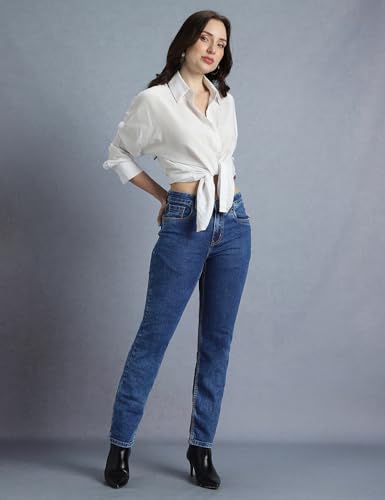 Image of INKD Women's Slim Fit Jeans - Mid-Rise | Cotton Blend | Stretchable Fabric | Classic 5 Pocket Styling | Jeans for Women (Available in Plus Sizes)
