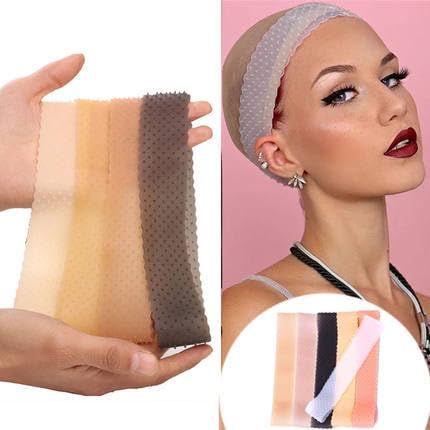 Michear 2 Pcs Wig Grip Band Non-Slip Silicone Wig Headband Elastic Wig Hairband Adjustable Wig Band Waterproof Sweatproof for Women Men Wig Seamless Head Band (Light brown) - Image 2