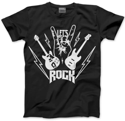 Rockstar Tshirt - Let's Rock! Guitar Band Adults, Teens and Kids T-Shirt Rock Star Day Top Rock N Roll Unisex School Tee - 9-11 Years Black