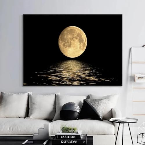 Impression sur toile de lune de qualité supérieure pour un salon élégant - 4