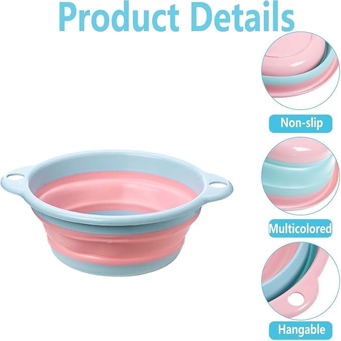 Image of Collapsible Tub Big Size, Foldable Silicone Tub with Handles, Portable Multipurpose Folding Bowl for Kitchen, Laundry, Bathroom, Travel & Camping, Space-Saving Storage