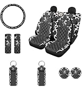 TOADDMOS Vintage Sea Turtle Car Seat Covers Set - Universal Fit, Includes Steering Wheel Cover & Belt Pads