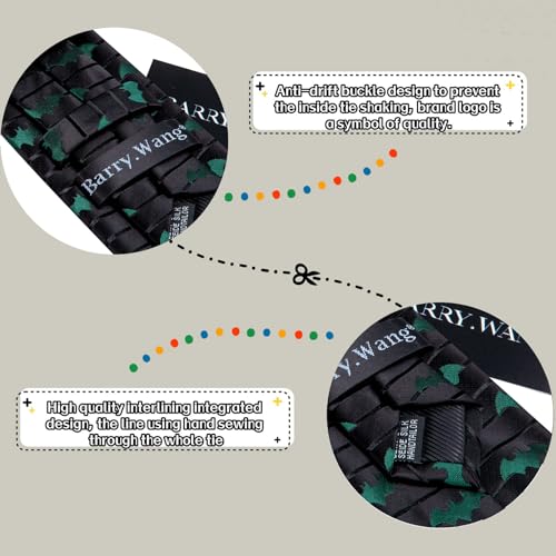 Image of Barry.Wang Fun Animal Ties for Men Designer Handkerchief Cufflink WOVEN Casual Necktie Set Festival