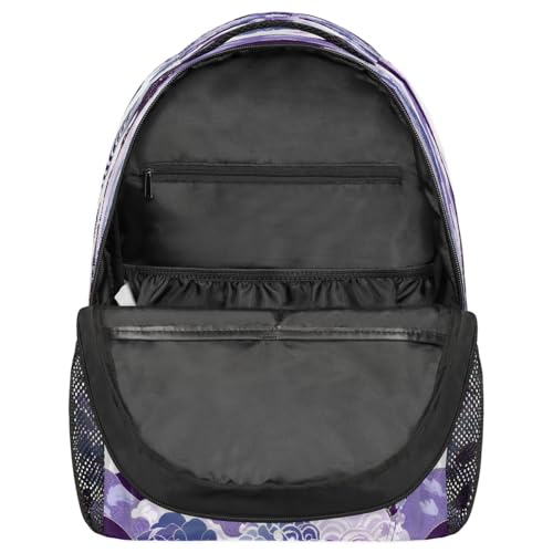 Japanese Wave Cherry Blossoms Kids Backpack, Lightweight School Bookbag Large Capacity Laptop Backpack Water Resistant Daypack Shoulder Bag for Teenager Boys Girls3