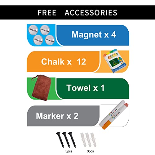 Board2By Rustic Wood Framed Magnetic Chalkboard 24 X 36, Large Hanging Chalk Board Sign For Kids, Non-Porous Wall Blackboard For Wedding Kitchen Restaurant Menu And Home With 4 Unique Magnets, White #TOP6