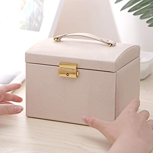 Goldwheat Jewelry Box, Jewelry Organizer Box For Women, 3 Layer Portable Travel Jewelry Storage Case With Lock For Necklace, Earrings, Rings, Bracelets #TOP5