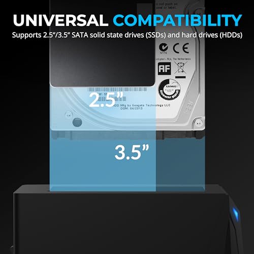 SABRENT USB-C Hard Drive Docking Station, 2.5"/3.5" Inch SATA SSD & HDD Tool Free 10Gbps Docking Station, Hot Swappable, Supports 20TB Drives, for Windows and Mac (DS-UC1B) - Image 4