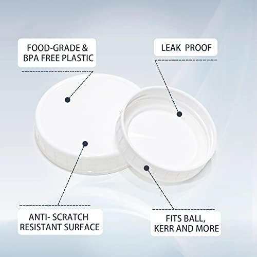 Plastic Mason Jar Lids 24 Pack, 12 Wide Mouth Jar Lids + 12 Regular Mouth Canning Lids With Sealing Rings Fits Ball/ Kerr Jars #TOP2