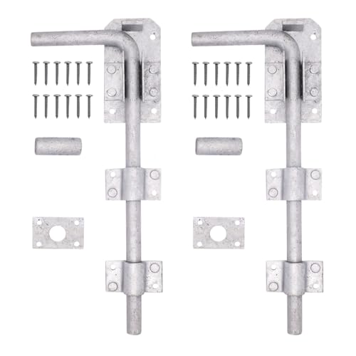 EAI Gate Drop Bolt | Heavy Duty Galvanised 12 Inch / 300mm Gate/Garage Drop Down Bolt | Pack of 2 with Fixings