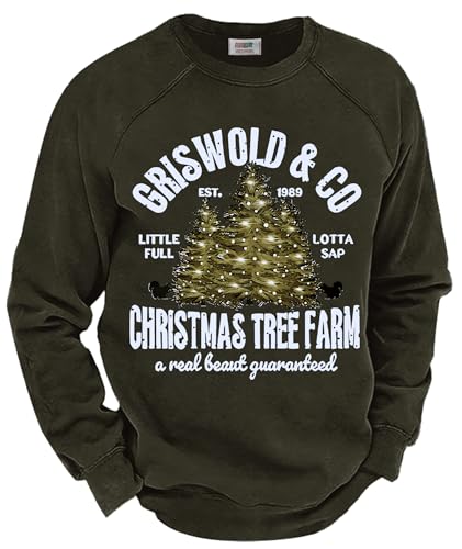 Arvilhill Mens Fleece Christmas Raglan Sweatshirt Retro Classic Funny Graphic Pullover (S-XXL)