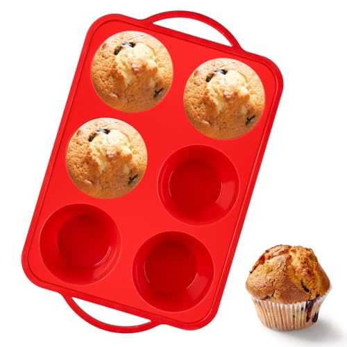 Puyeipt Jumbo Muffin Pan with Metal Frame, 6 Cup Large...