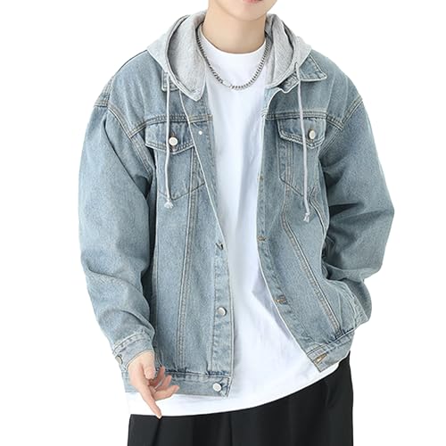 Veste à capuche en denim pour homme slim fit ZDJSWJ
