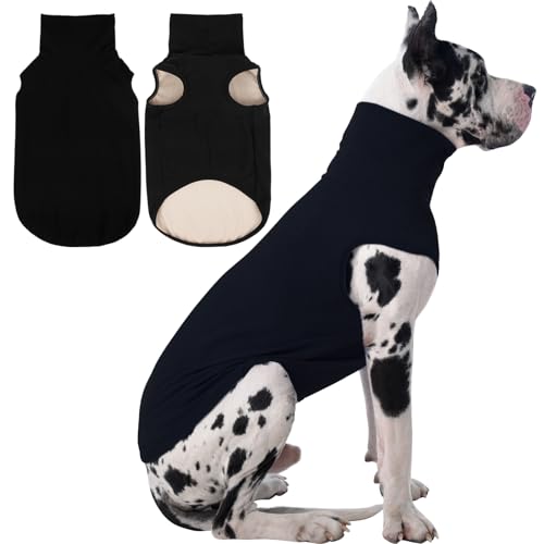 IECOii 4XL Dog Sweater - Stretch Fleece Sweater with Turtleneck,Black