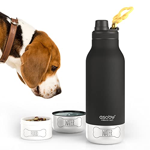 Asobu Dog Buddy Bottle A Stainless Steel Insulated Water Bottle For A Human With Removable Dog Water Bowl And Dog Food And Treat Storage Bowl 34 Ounce (Black) #TOP30