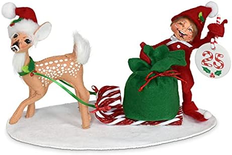 Annalee Countdown Elf with Fawn, 5 inch Collectible Figurine