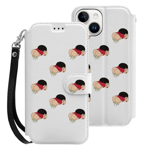 クレヨンしんちゃん iPhone15用ケース 手帳型 スマホケース アイホン15用 財布型カバー カードポケット スタンド機能 誕生日ギフト 人気 男女兼用